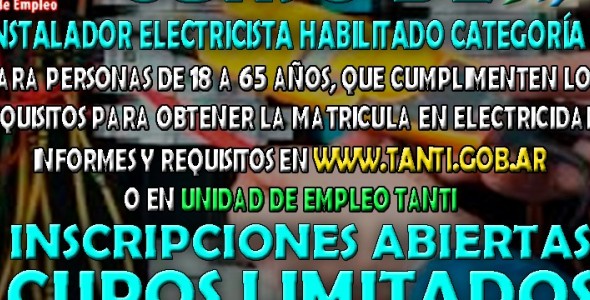 CURSO DE INSTALADOR ELECTRICISTA HABILITADO CATEGORÍA III EN TANTI