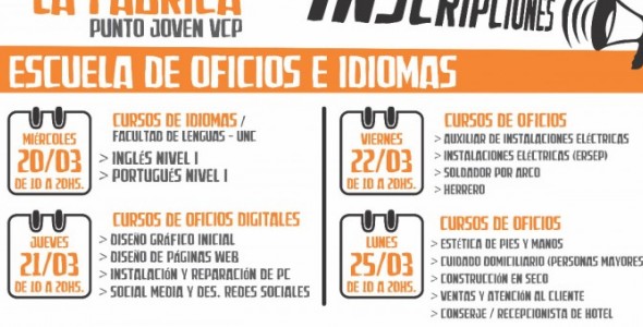 COMIENZAN LAS INSCRIPCIONES PARA LOS TALLERES DE LA ESCUELA DE OFICIOS Y EL CURSO DE IDIOMAS