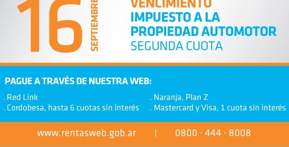 Vence la segunda cuota del automotor 2016
