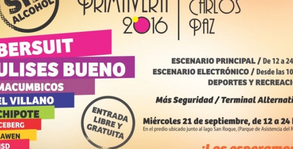 BERSUIT Y ULISES BUENO ENCABEZAN LA GRILLA DE LA FIESTA PRIMAVERA 2016 EN CARLOS PAZ