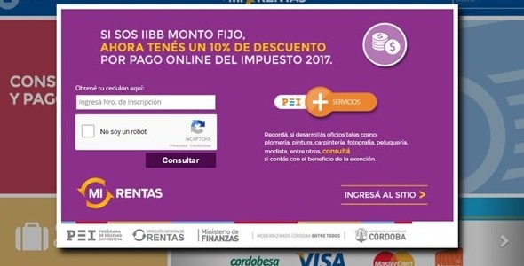 Nuevo descuento en pagos on line para contribuyentes de Ingresos Brutos Monto Fijo en Córdoba