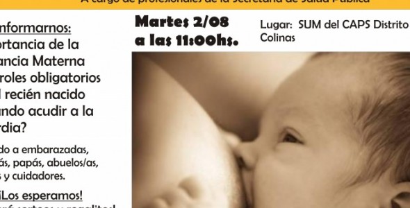 DICTARÁN EN CARLOS PAZ TALLER GRATUITO EN LA SEMANA MUNDIAL DE LACTANCIA MATERNA