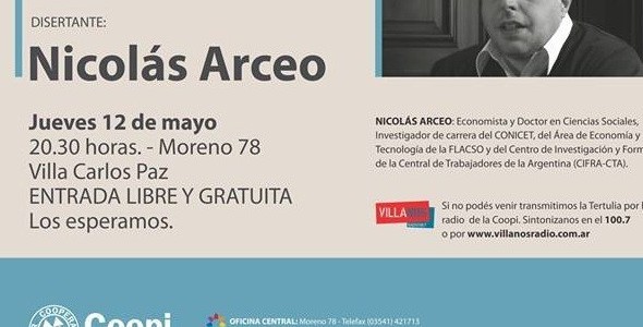 En la Coopi, Arceo disertará sobre La Argentina del shock, ganadores y perdedores