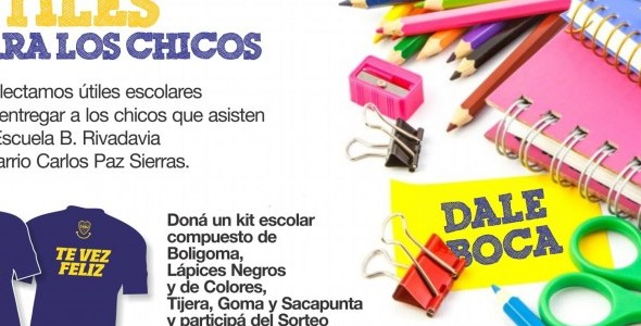 La Peña de Boca Carlos Paz Azul y Oro cierra la campaña de Útiles para los chicos