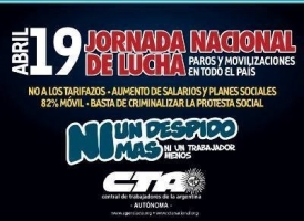 El CiSPren CTA adhiere y convoca a la jornada nacional de lucha y protesta 