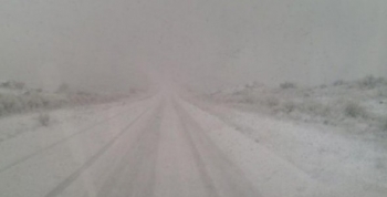 Camino a Altas Cumbres cerrado por la nieve