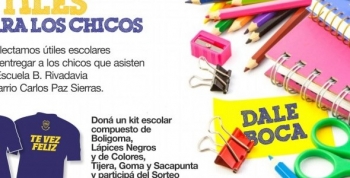 La Peña de Boca Carlos Paz Azul y Oro cierra la campaña de Útiles para los chicos