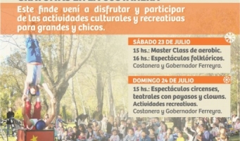VACACIONES INVERNALES: ACTIVIDADES CULTURALES Y RECREATIVAS GRATUITAS EN COSTANERA CARLOS PAZ